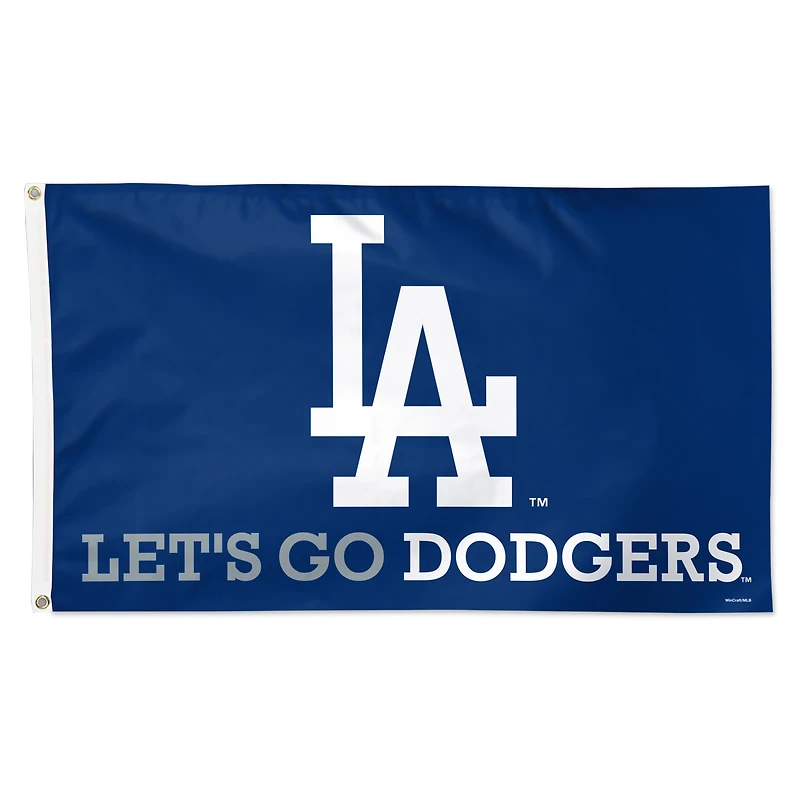 Drapeau de luxe WinCraft Los Angeles Dodgers 91 x 152 cm (3 pi x 5 pi) à une face avec slogan de l'équipe