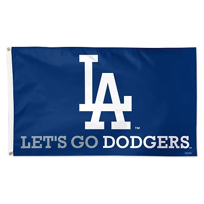 Drapeau de luxe WinCraft Los Angeles Dodgers 91 x 152 cm (3 pi x 5 pi) à une face avec slogan de l'équipe
