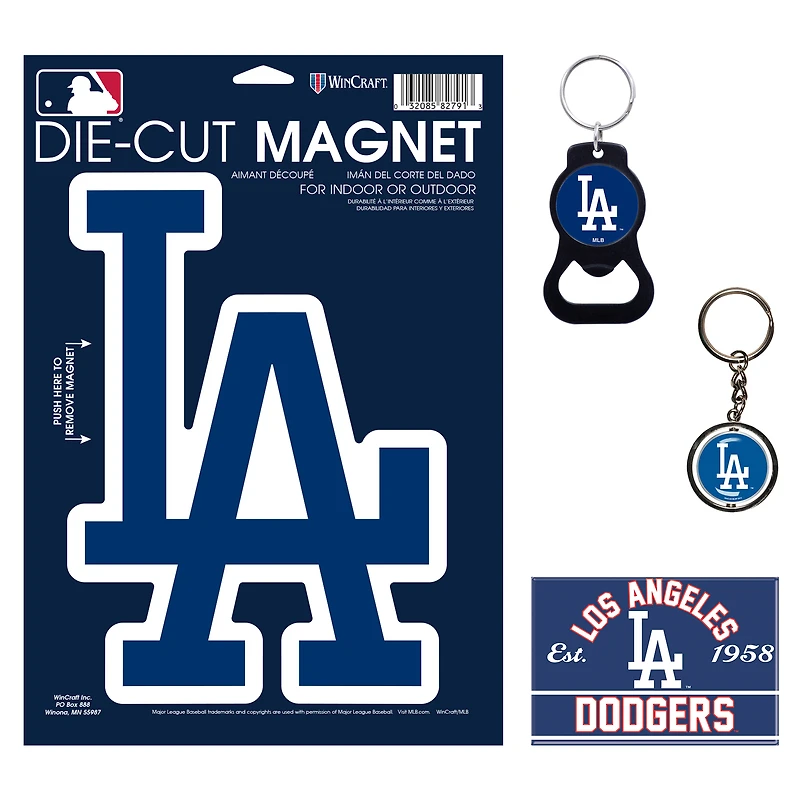 Lot de 4 porte-clés et aimants WinCraft Los Angeles Dodgers
