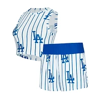 Women's Concepts Sport  White Los Angeles Dodgers Pinstripe Record Tank & Short Set