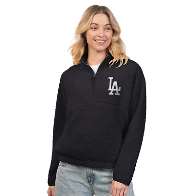 Women's G-III 4Her by Carl Banks  Black Los Angeles Dodgers Everst Sherpa Half-Zip Pullover