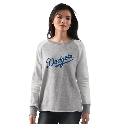Sweat-shirt à col rond raglan G-III 4Her de Carl Banks pour femme, gris chiné, des Dodgers Los Angeles