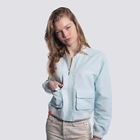 Veste courte zippée bleu clair à motif cachemire des Dodgers de Los Angeles pour femme Lusso
