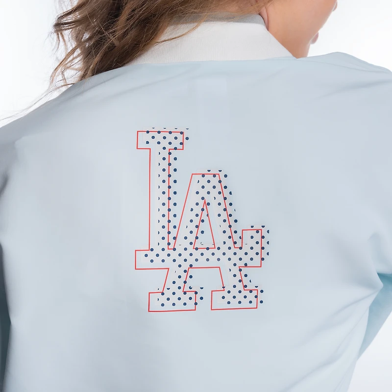 Veste courte zippée bleu clair à motif cachemire des Dodgers de Los Angeles pour femme Lusso