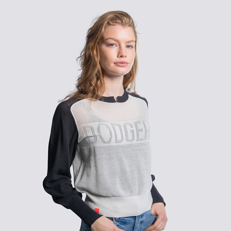 Pull à col cranté en maille Seraphina bleu marine pour femme des Dodgers de Los Angeles Lusso