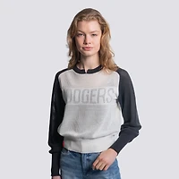 Pull à col cranté en maille Seraphina bleu marine pour femme des Dodgers de Los Angeles Lusso
