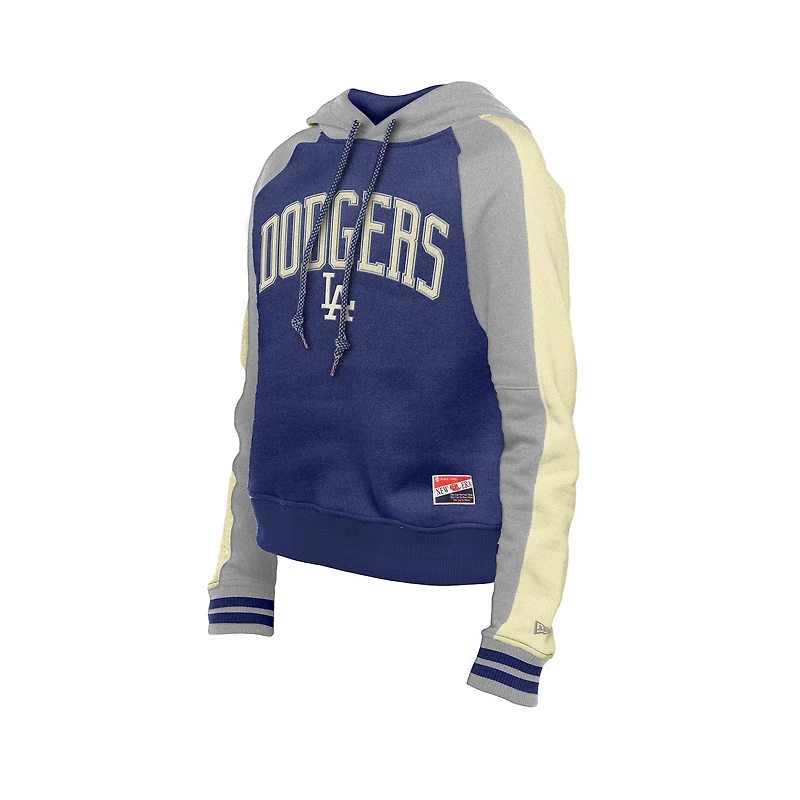 Sweat à capuche court manches raglan Cooperstown Collection Royal Los Angeles Dodgers de New Era pour femme
