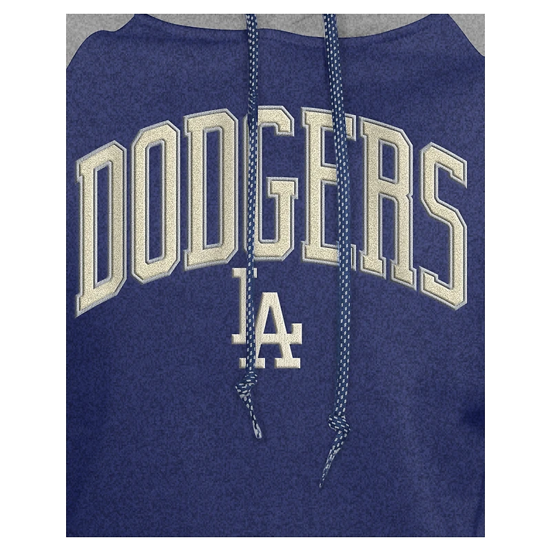 Sweat à capuche court manches raglan Cooperstown Collection Royal Los Angeles Dodgers de New Era pour femme