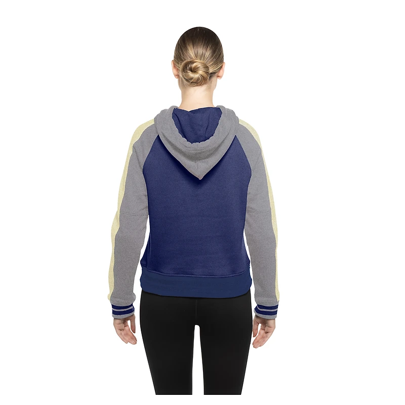 Sweat à capuche court manches raglan Cooperstown Collection Royal Los Angeles Dodgers de New Era pour femme