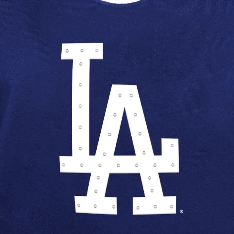 T-shirt à col en V strass pour femme New Era Royal Los Angeles Dodgers Game Day