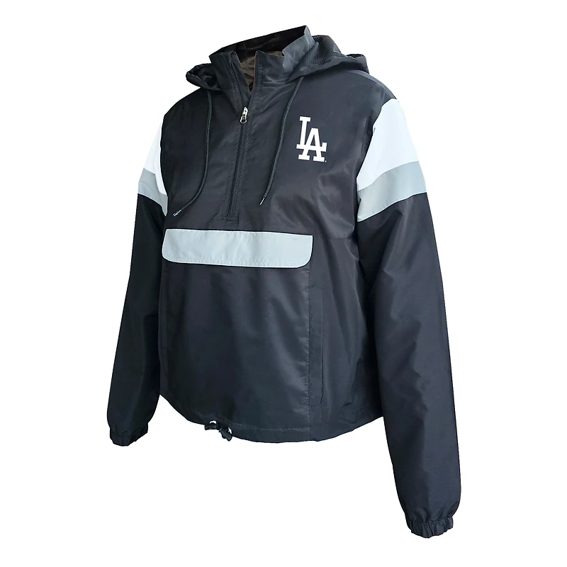 Women's Profile Black Los Angeles Dodgers Plus Anorak Hoodie Quarter-Zip Pullover