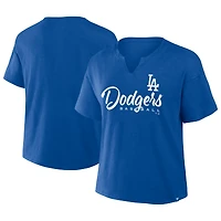 Women's Profile  Royal Los Angeles Dodgers Plus Wordmark Notch Neck T-Shirt