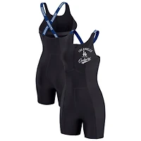 Women's WEAR by Erin Andrews  Black Los Angeles Dodgers Bodycon Quarter-Zip Romper