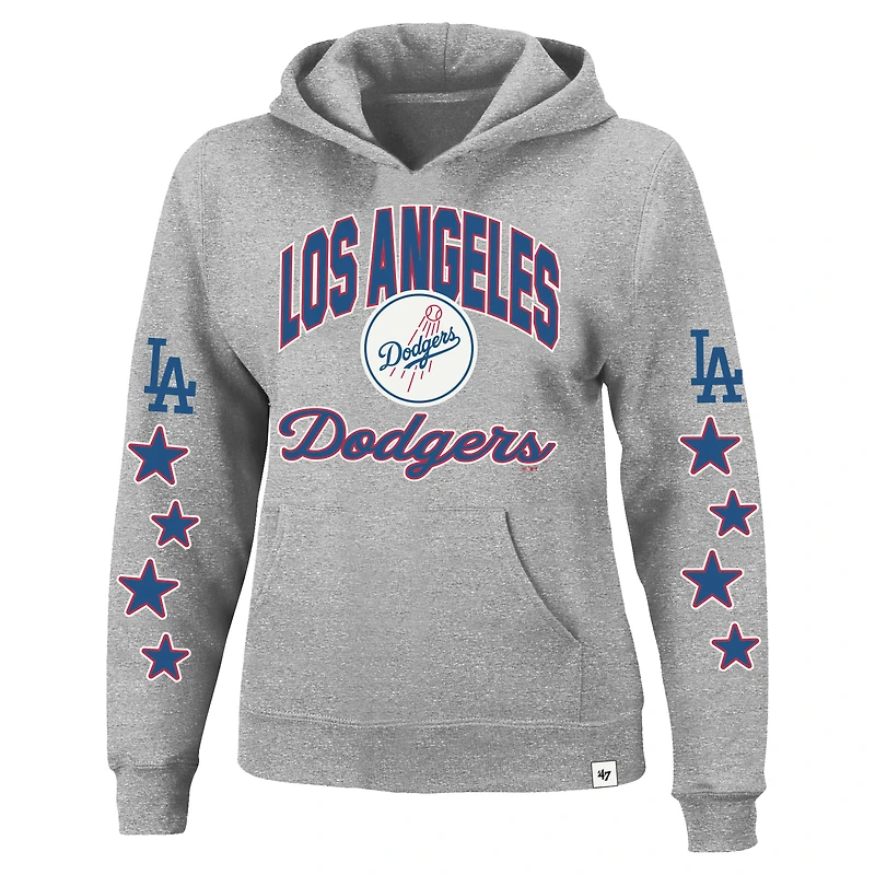 Sweat à capuche grande taille pour femme, gris chiné, Los Angeles Dodgers, motif œil étoilé, modèle '47