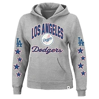 Sweat à capuche grande taille pour femme, gris chiné, Los Angeles Dodgers, motif œil étoilé, modèle '47