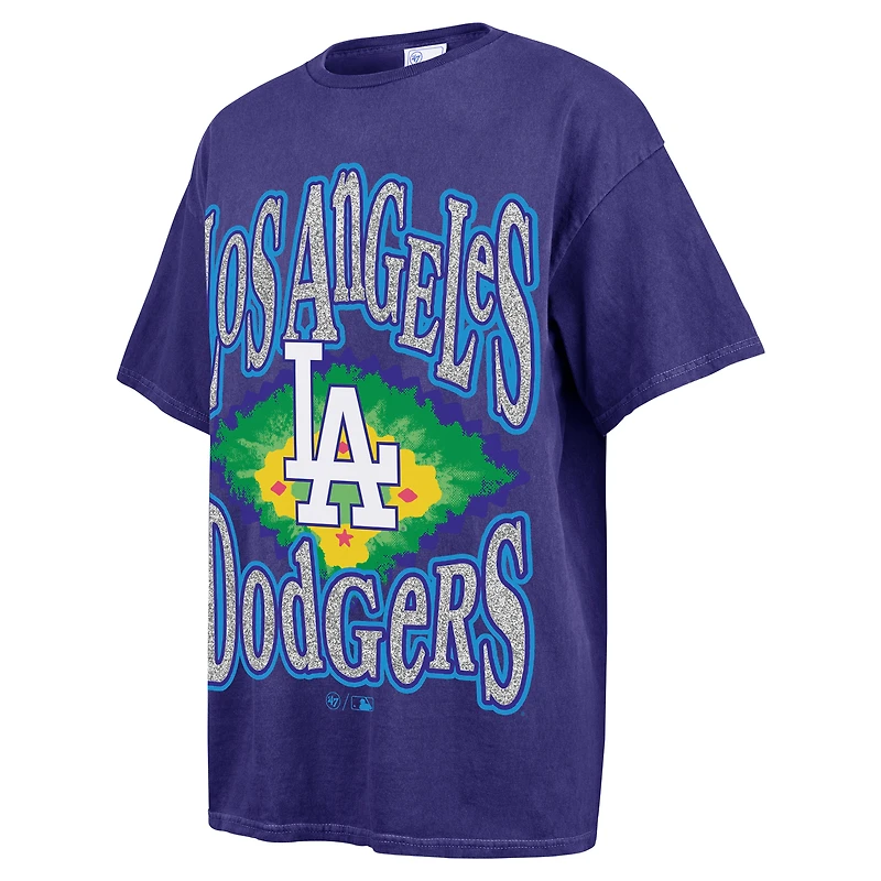 T-shirt petit ami avec lumières clignotantes des Dodgers de Los Angeles '47 bleu marine pour femmes