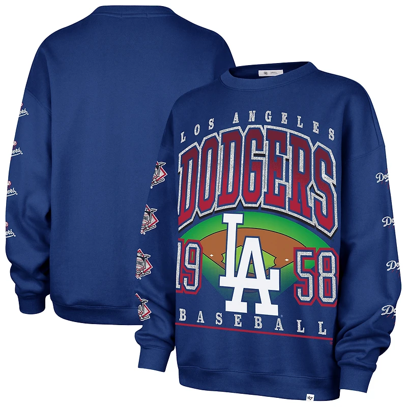 Sweat-shirt oversize en polaire à col rond pour femme « Royal Los Angeles Dodgers Go Big » n° 47