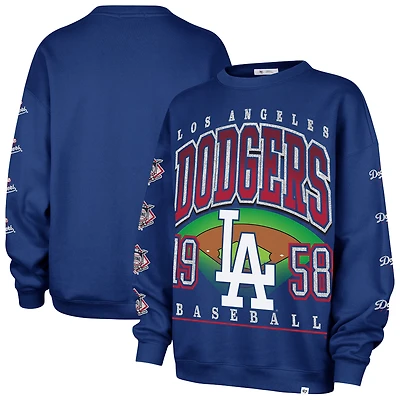 Sweat-shirt oversize en polaire à col rond pour femme « Royal Los Angeles Dodgers Go Big » n° 47