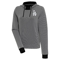 Women's Antigua  Black/White Los Angeles Dodgers Axe Bunker Tri-Blend Pullover Hoodie