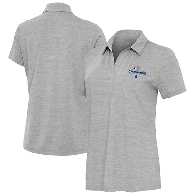Women's Antigua Heather Gray Los Angeles Dodgers 2024 National League Champions Layout V-Neck Polo