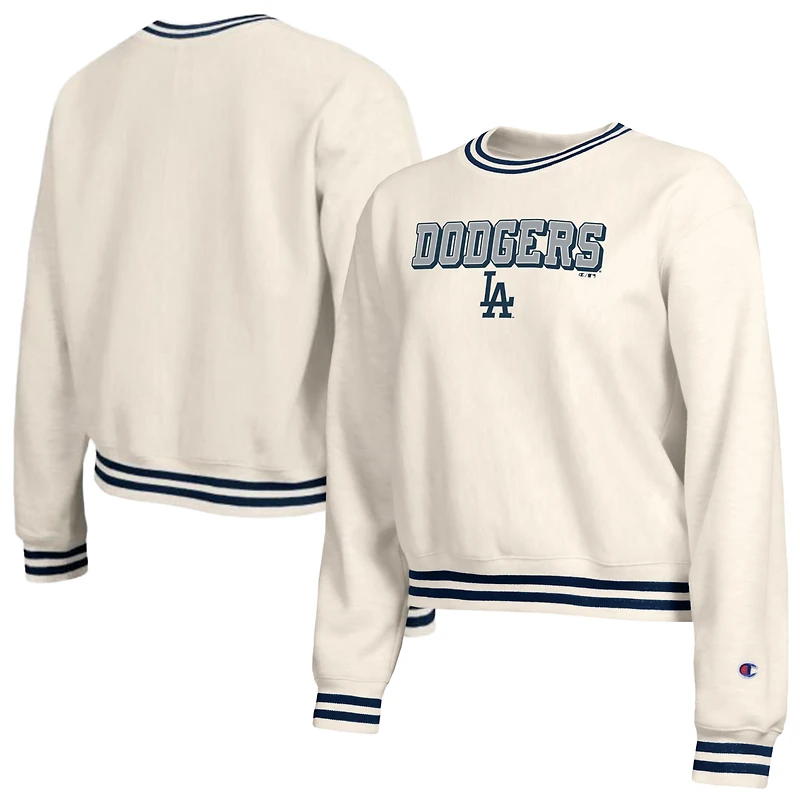 Sweat-shirt Champion crème pour femme, Los Angeles Dodgers Reverse Weave