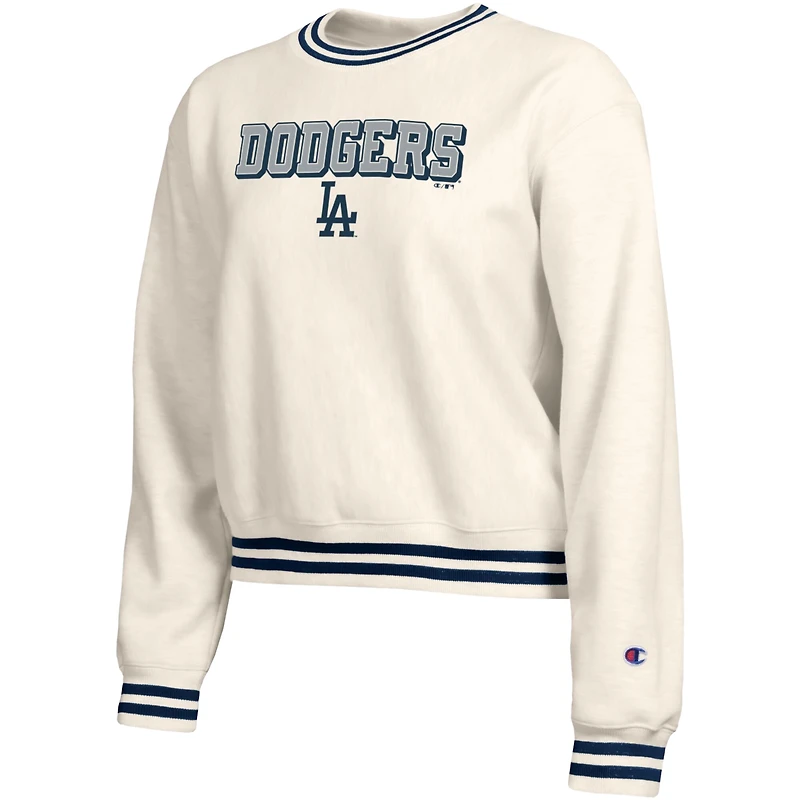 Sweat-shirt Champion crème pour femme, Los Angeles Dodgers Reverse Weave