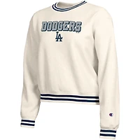 Sweat-shirt Champion crème pour femme, Los Angeles Dodgers Reverse Weave