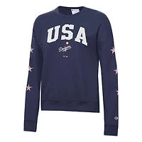 Sweat-shirt à col rond en polaire Champion bleu marine Los Angeles Dodgers Americana pour femme