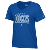 T-shirt à col en V Champion Royal Los Angeles Dodgers pour femmes