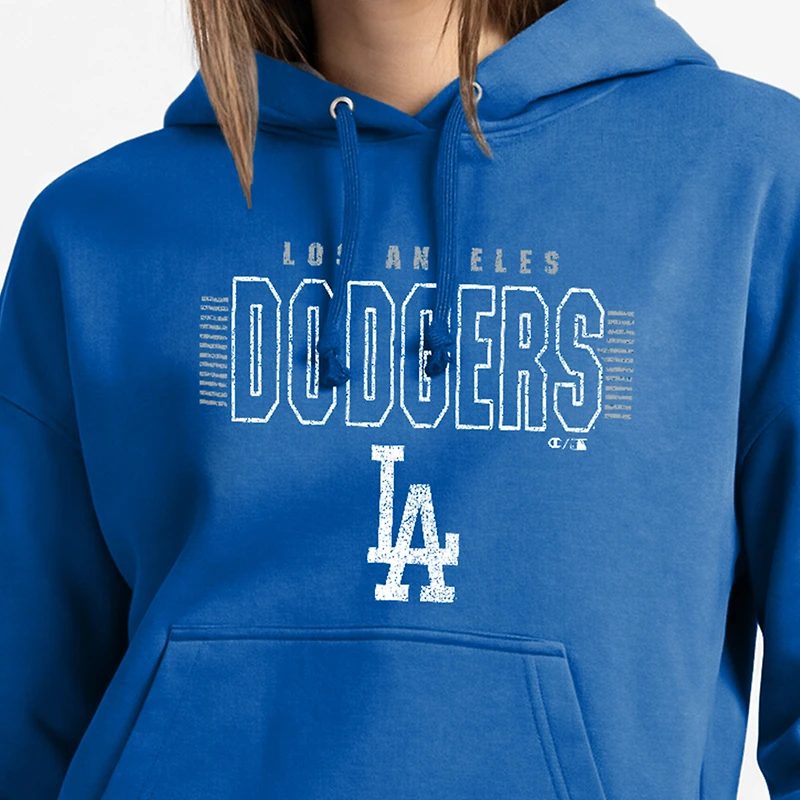 Women's Champion Royal Los Angeles Dodgers Distressed Powerblend Hoodie