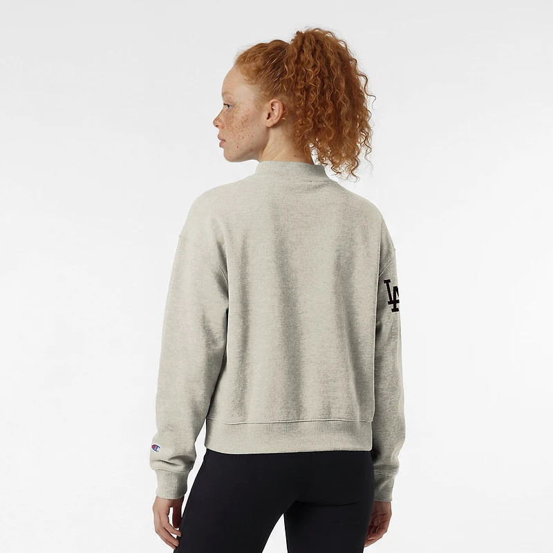 Women's Champion Stone Los Angeles Dodgers Triumph Tri-Blend Sweatshirt