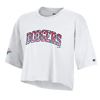 Women's Champion  White Los Angeles Dodgers Boyfriend Cropped Americana T-Shirt