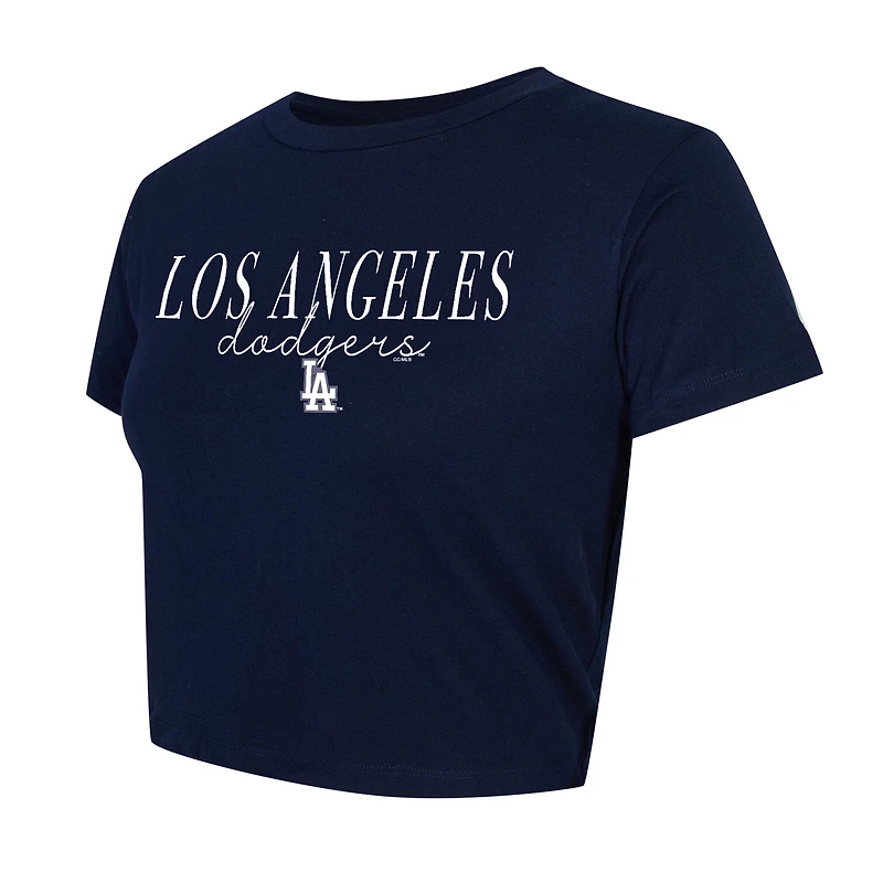 Women's Concepts Sport Navy/White Los Angeles Dodgers Copeland Cropped T-Shirt & Shorts Set