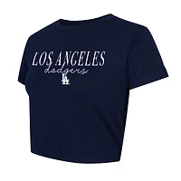 Women's Concepts Sport  Navy/White Los Angeles Dodgers Copeland Cropped T-Shirt & Shorts Set