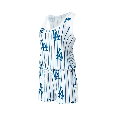 Concepts Sport - Combi-short en tricot à fines rayures pour femmes des Dodgers de Los Angeles Blanc