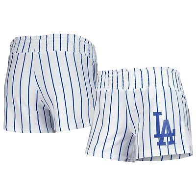 Concepts Sport - Short de nuit blanc à fines rayures Los Angeles Dodgers Reel pour femme