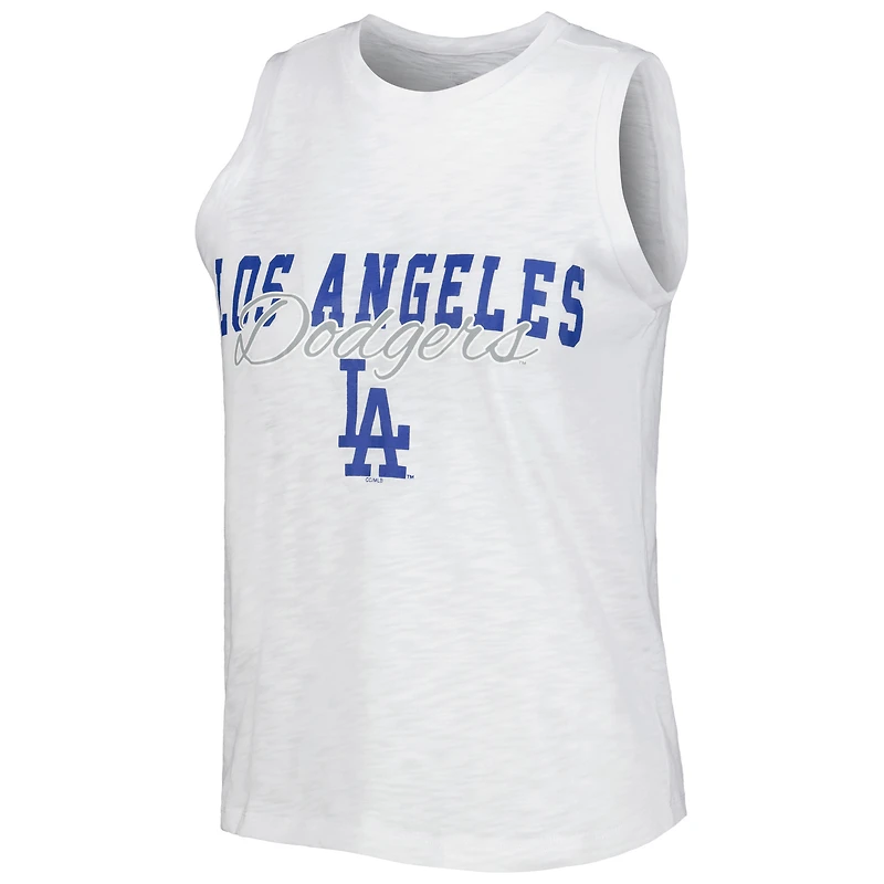 Women's Concepts Sport White Los Angeles Dodgers Reel Pinstripe Tank Top & Shorts Sleep Set