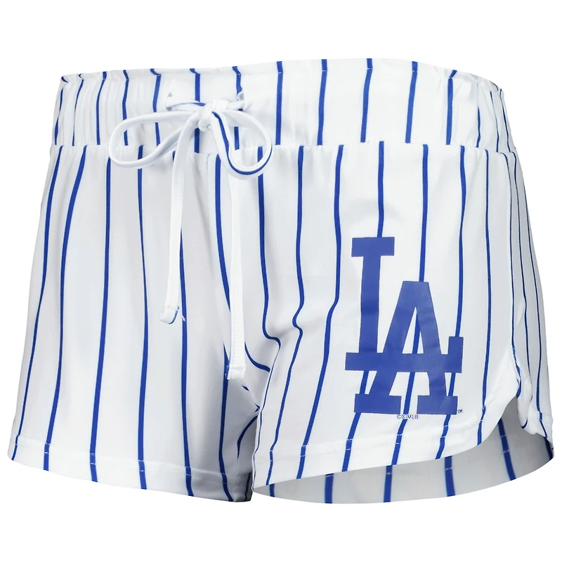 Women's Concepts Sport White Los Angeles Dodgers Reel Pinstripe Tank Top & Shorts Sleep Set