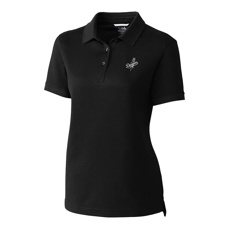 Women's Cutter & Buck Black Los Angeles Dodgers DryTec Advantage Tri-Blend Pique Polo