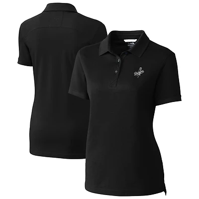 Women's Cutter & Buck Black Los Angeles Dodgers DryTec Advantage Tri-Blend Pique Polo