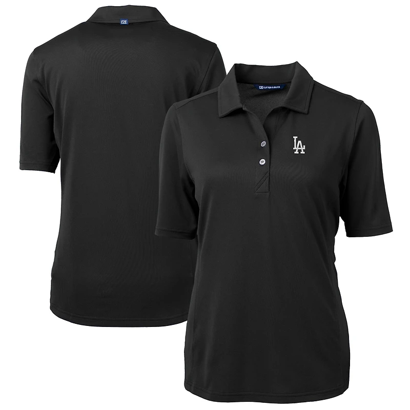 Women's Cutter & Buck  Black Los Angeles Dodgers DryTec Virtue Eco Pique Recycled Polo