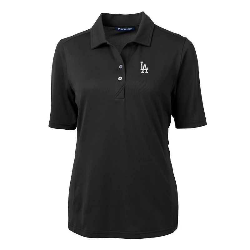 Women's Cutter & Buck  Black Los Angeles Dodgers DryTec Virtue Eco Pique Recycled Polo