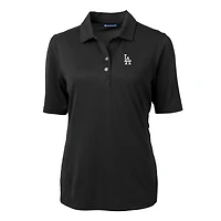 Women's Cutter & Buck  Black Los Angeles Dodgers DryTec Virtue Eco Pique Recycled Polo