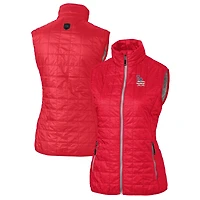 Gilet matelassé isolant entièrement zippé PrimaLoft pour femme avec logo Americana des Los Angeles Dodgers et coupe-vent rouge Rainier