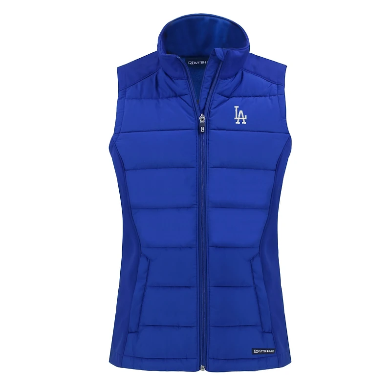 Women's Cutter & Buck  Royal Los Angeles Dodgers Evoke Hybrid Eco Softshell Recycled Full-Zip Vest