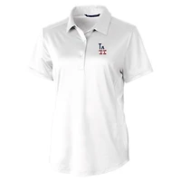 Women's Cutter & Buck White Los Angeles Dodgers Americana Logo Prospect DryTec Textured Stretch Polo