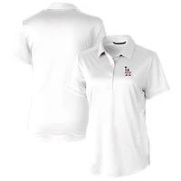 Women's Cutter & Buck White Los Angeles Dodgers Americana Logo Prospect DryTec Textured Stretch Polo