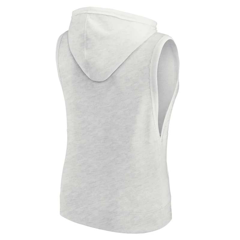 Women's Fanatics Ash Los Angeles Dodgers Lounge Script Sleeveless Pullover Hoodie