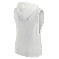 Women's Fanatics Ash Los Angeles Dodgers Lounge Script Sleeveless Pullover Hoodie