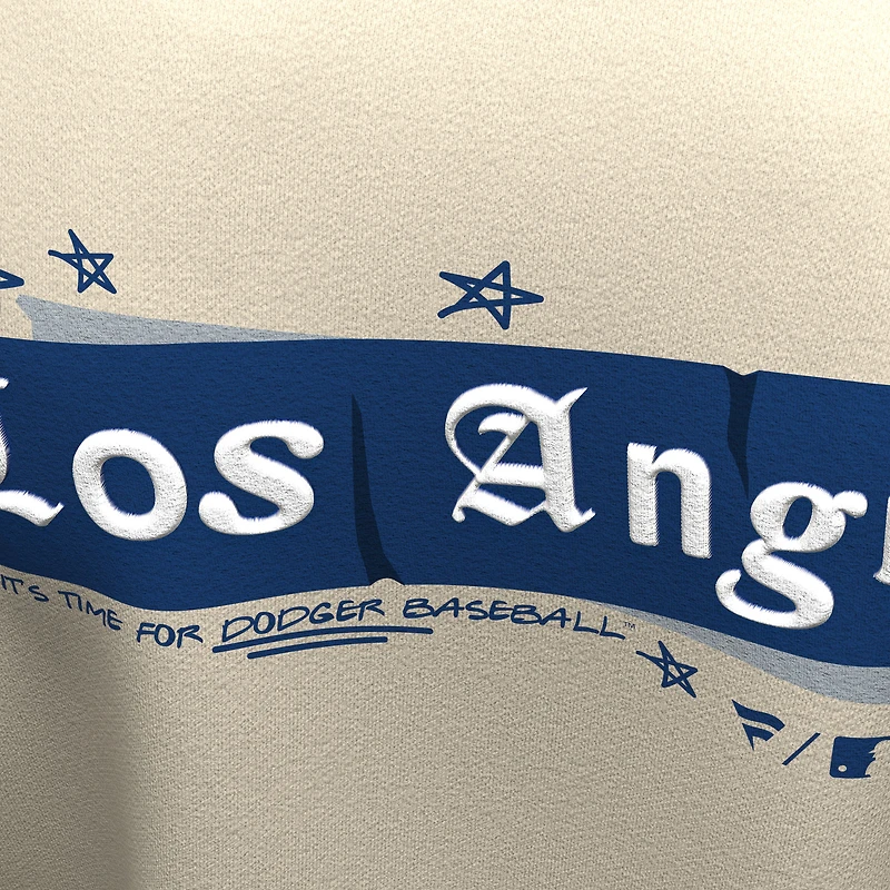 Sweat-shirt polaire beige à graffiti Los Angeles Dodgers pour femme, de la marque Fanatics.